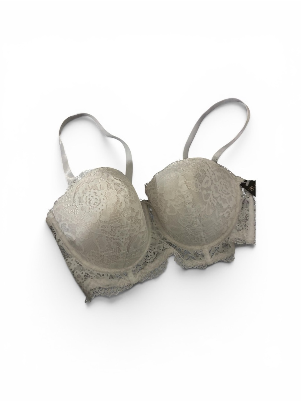 Lace Underwire Push-Up Bra in Light Gray